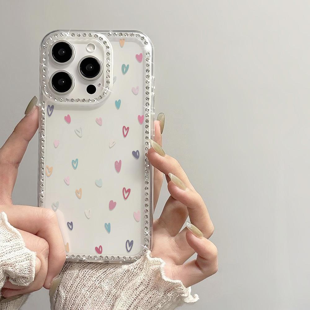 Bracelet Chain Phone Case For iPhone 17 16 15 13 14 for 17Air 17 12 14 16 Pro 17 14 16 Pro Max Sparking Diamond Cute Pattern Hard Cover With Lanyard