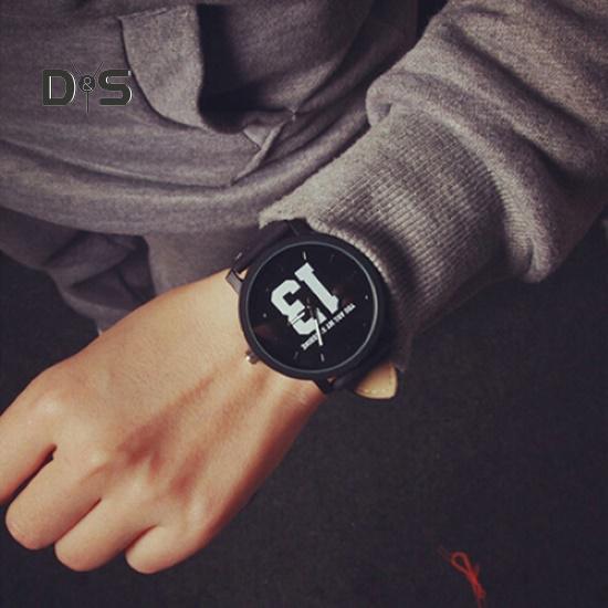 Unisex Couple Lover Number Dial Faux Leather Quartz Matching Wrist Watch