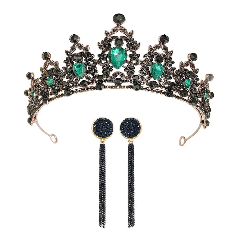 Барокко Ретро Черная Роскошная Корона Свадебная Тиара Свадебное Платье День Рождения Королева Корона