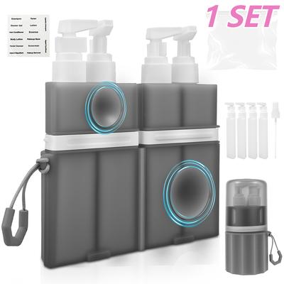 4 In 1 Travel Toiletry Container Portable Leak Proof Dispenser Bottle with Suction Cup for Shampoo Conditioner Body Wash Lotion