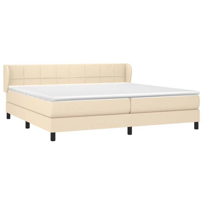 3126274 vidaXL Lit à sommier tapissier avec matelas Crème 200x200 cm Tissu