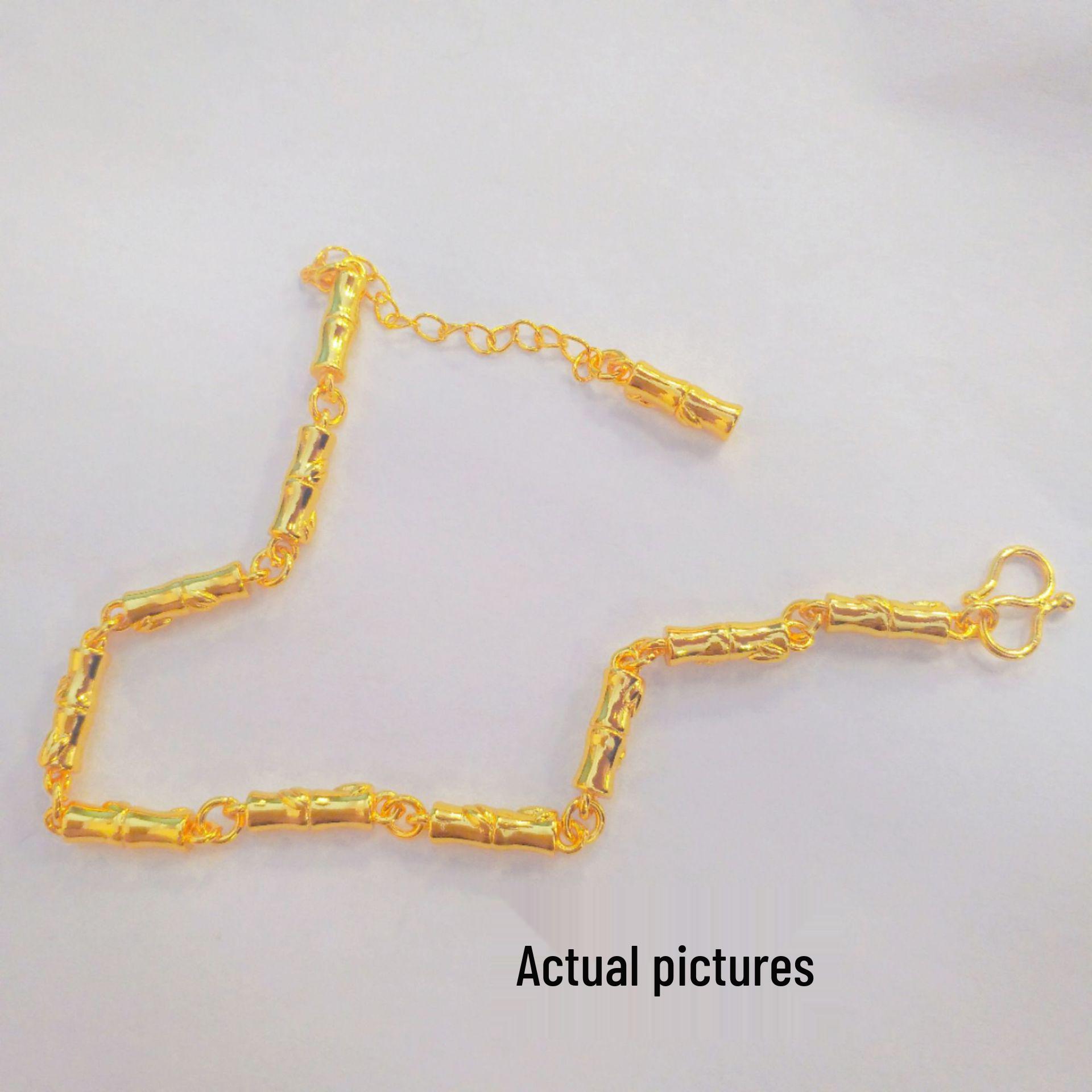 

Vietnamese Gold Bamboo Beaded Bracelet: Elegant Chinese Style Jewelry for Women