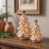 Ornement de Chambre de Fête 1/2 Pièces Figurine d'Arbre de Noël Lumineuse Vintage, Mini Centre de Table de Bureau, Décorations d'Hiver pour la Maison avec Lumières LED Chaudes, Pin
