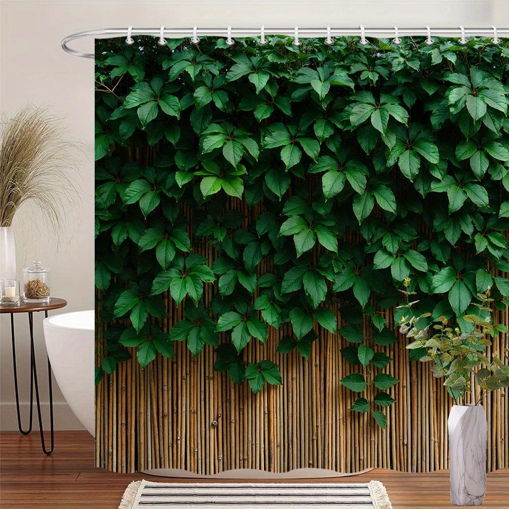 Nature's Embrace 3D Shower Curtain - Bamboo & Green Leaves Theme for Bathroom Decor, Adds Freshness and Serenity