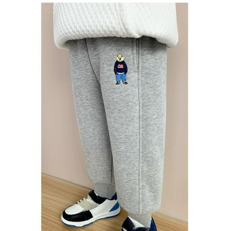 Podzimní a zimní chlapecké kalhoty z jehněčího rouna plus sametové zateplení, dětské jednodílné fleecové tepláky, dětské sportovní kalhoty