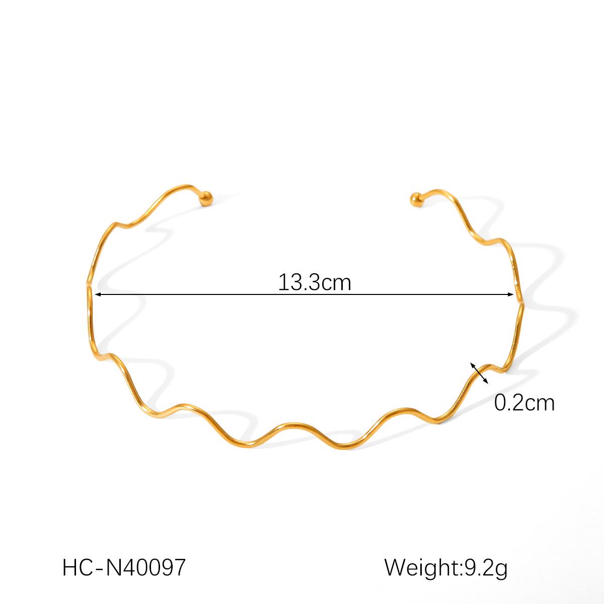 

Золотое колье 18 карат: Нержавеющая сталь, волнообразный дизайн, не тускнеет, титановая цепочка для женщин.