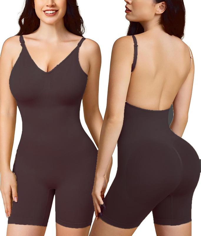 Women's Seamless Shaping Garment: Plus Size Waist-Cinching, Abdomen-Binding, Hip-Lifting Boxer Tights with Stylish Revealing Back
