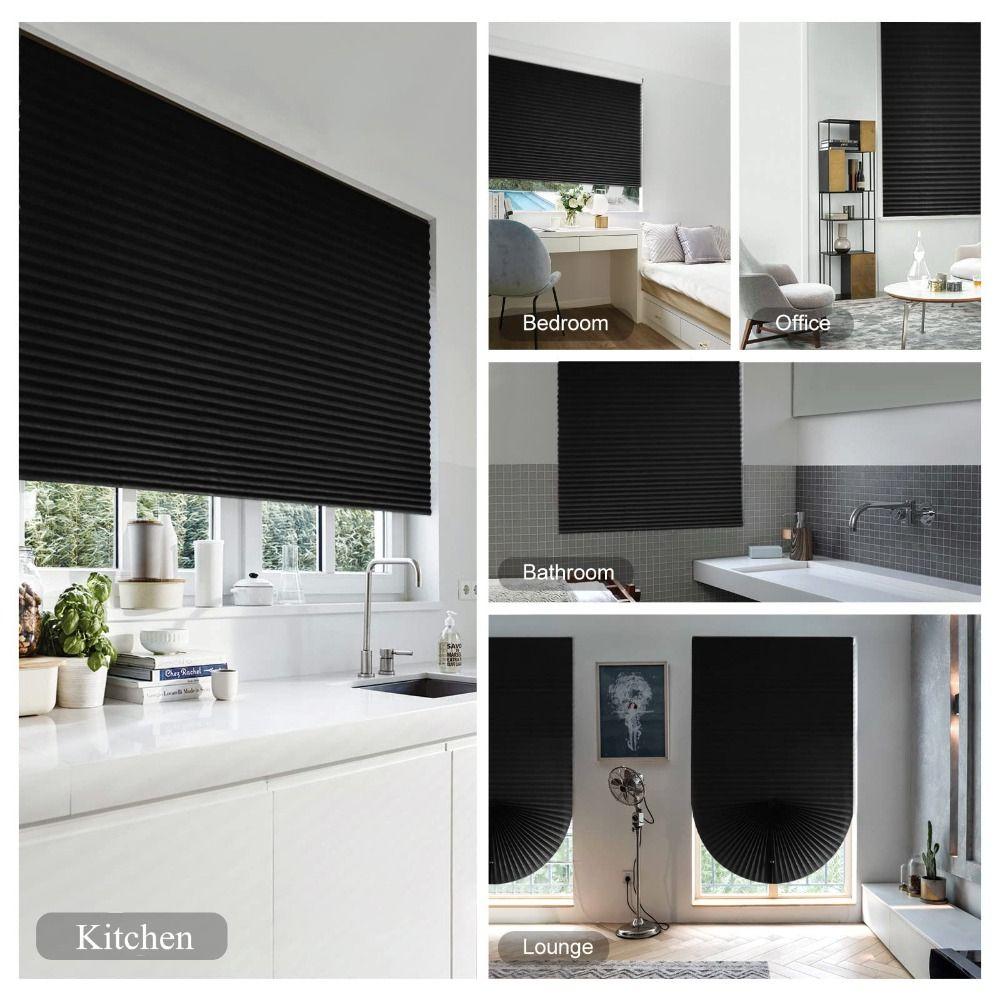 Easy Install Adhesive Paper Shades Cut to Size Blackout Window Blinds  For Windows