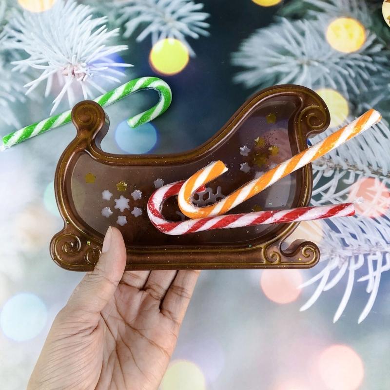 Creative Sleigh Resin Castes Sturdy Silicone Mold Stylish Dishes Tray Molds Accessory for Customes Craft Projects