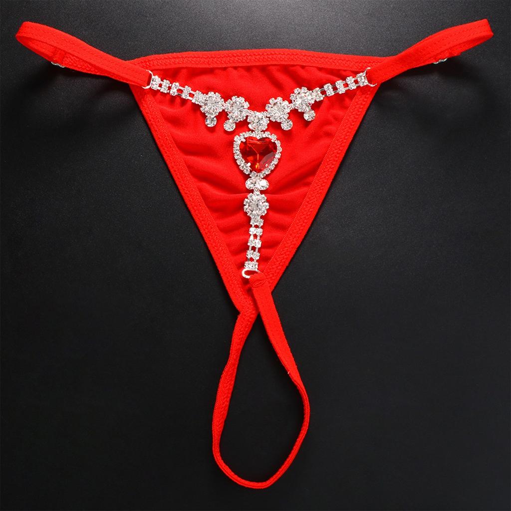 Women's Underwear Love Heart Rhinestone Sexy Thong Body Chain Fashion Accessories Underwear