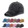 Washed Cotton 6 Panel Adjustable Dad Hat Distressed Soft Crown Baseball Cap Vintage Embroidered Logo Casual Streetwear
