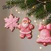 Decorative Wood Shapes for Christmas 12/24/36Pcs Pink Gingerbread Wooden Ornaments, Xmas Tree Hanging Decorations, Cute Cookie Ornaments Festive