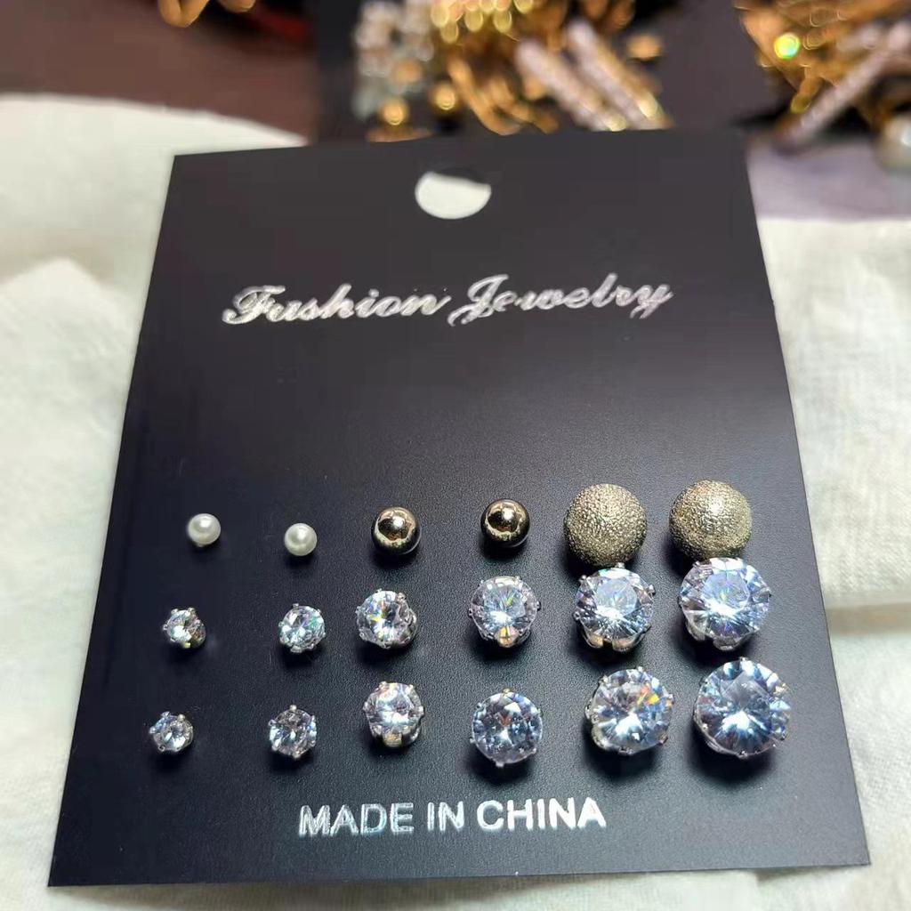 Cross-Border Pearl & Gold Hoop Earrings: Creative French Retro 6-Piece Set for Women