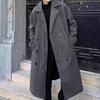 British Style Men's Mid-Length Double-Breasted Woolen Coat with Lapel – Winter Over-the-Knee Thick Outerwear.