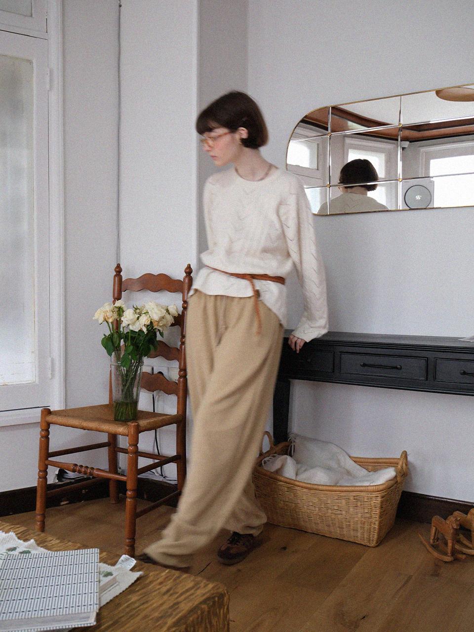 Prebois Lambswool Scalloped Cable Knit Ivory/Free