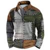 New 3d Zip Polo Shirt Digital Print Men's Street Sports Fashion Sweatshirt