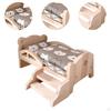 1/12 Wooden Doll Bed Set with Bedding Accessories for Dollhouse Fun