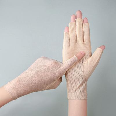 New Non-slip Sunscreen Gloves Breathable Half Finger Ice Silk Gloves UV Elasticity Cycling Gloves Summer