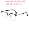 Black Gold Frame Anti Blue Rays Student Minus Sight Glasses Women Men Square Prescription Spectacles Frame 0 -0.5 -0.75 To -6.0