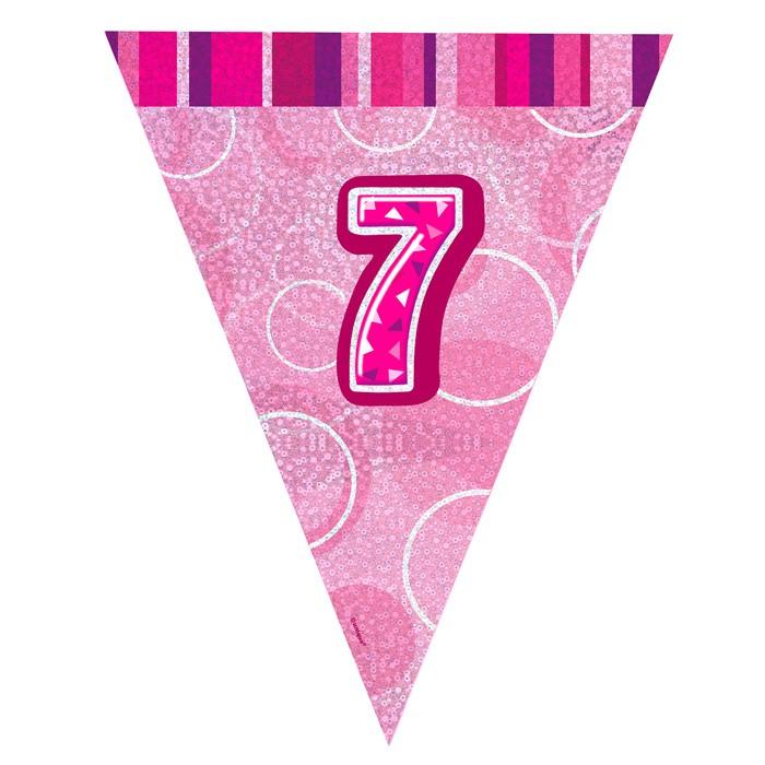 Unique Party 7th Birthday Flag Banner