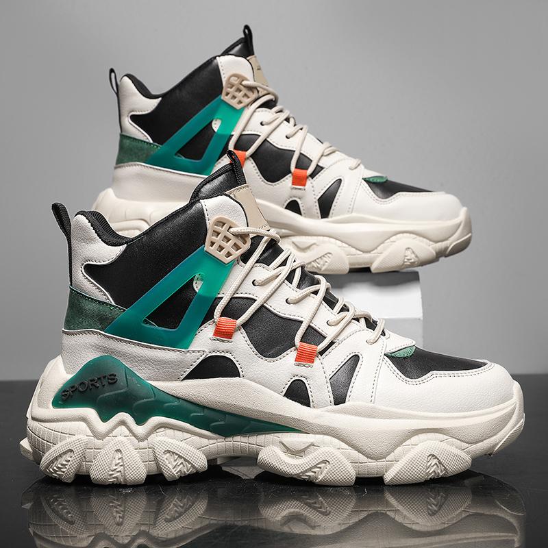 Walking Shoes Men High-top Winter Comfortable Outdoor Trendy Sneakers Lace-up Flat 2024 New Mens Tennis Shoes