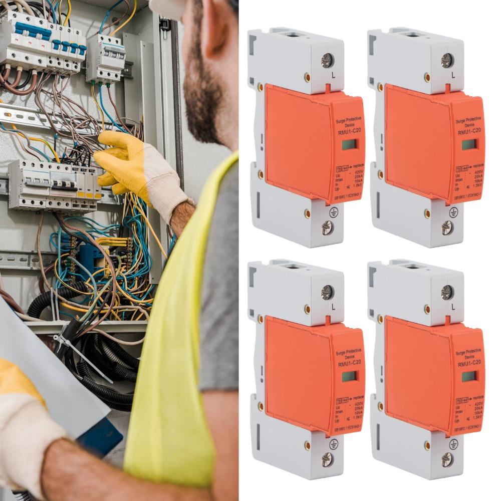 4PCS 1P Protective Device RMU1-C20/40 420V SPD Protector DIN Rail Mounting Lightning Protection House Protection