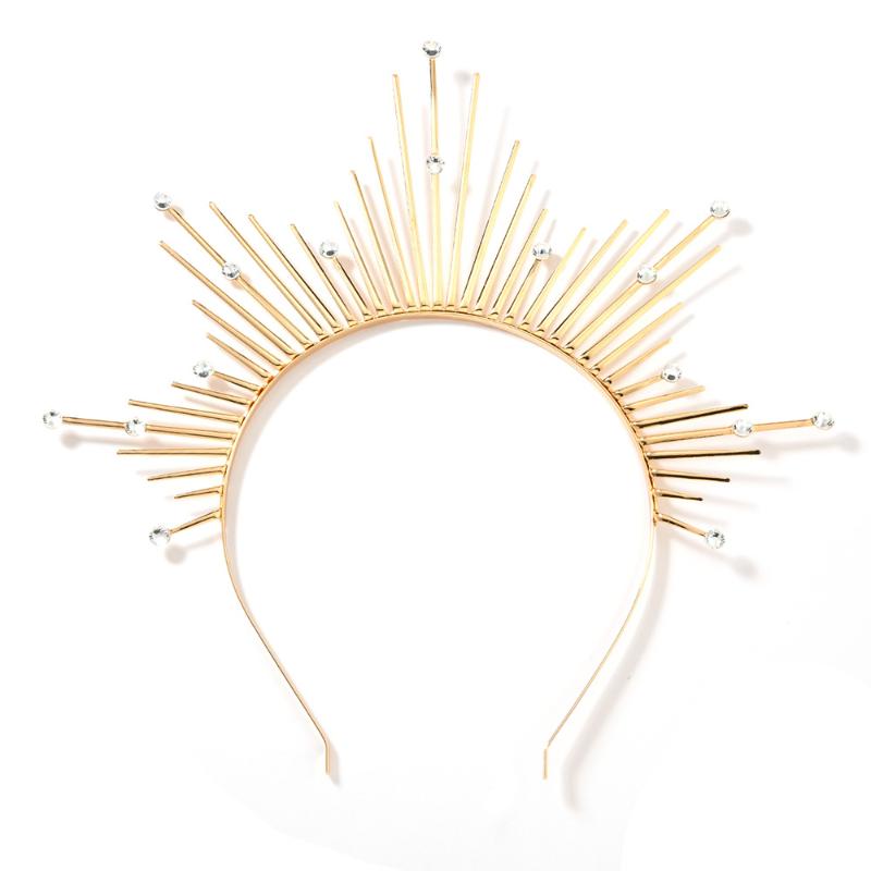 

Goddess Halo Headband - Glowing Golden Crown With Ivory Pearls For Halloween Witch Bridal Costume золотий