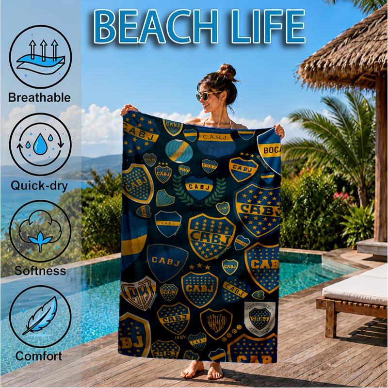 Boca Football Club Printed Microfiber Beach Towel, Soft And Absorbent, Quick-Dry, Ideal for Summer Travel, Beach Essential, Swimming Pool