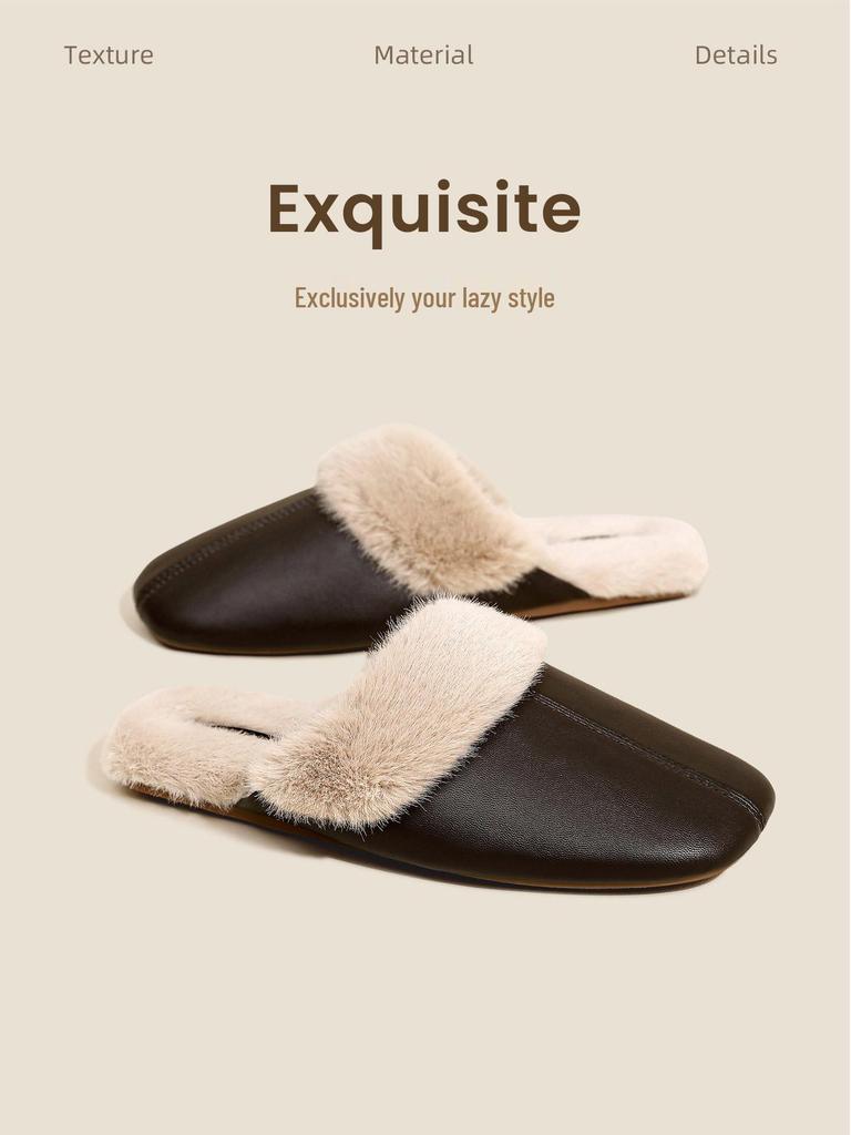 Damen Plüsch-Baumwollpantoffeln - Warm, Samtgefüttert, Rutschfest, Hautfreundlich für Zuhause