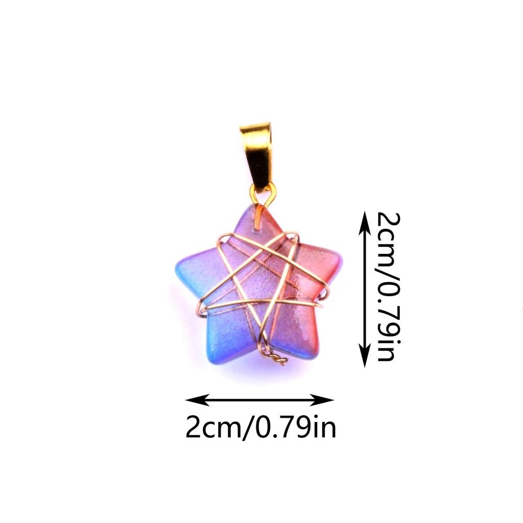 Gold-Wrapped Crystal Star Pendant Necklace, 2cm Jade Charm, Ins Style Fashion Accessory