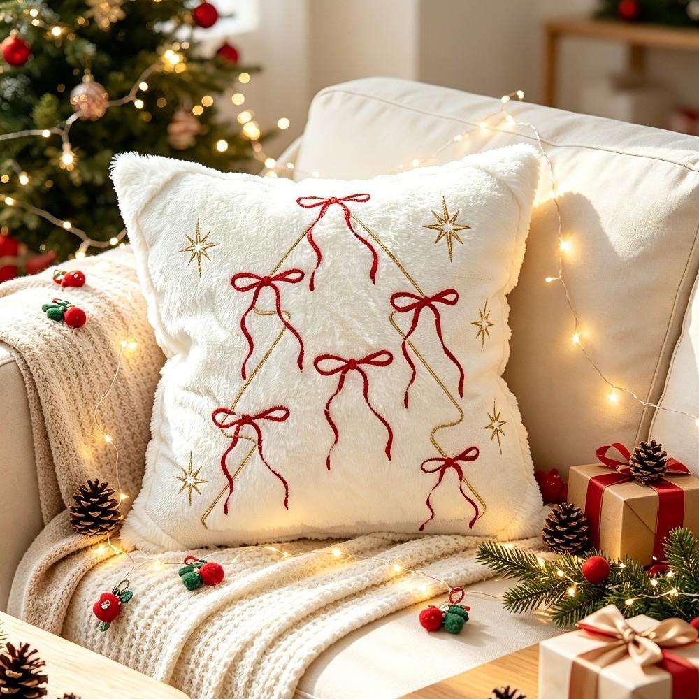 Christmas Throw Pillow Covers Xmas Tree Cushion Covers New Embroidered Pillowcase  Holiday Party