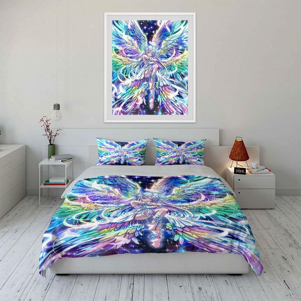 Colorful angel with wings. Bedding sets Duvet cover sets Duvet covers Pillowcases(1 * Duvet Cover 2 * Pillowcases without duvet insert)