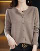 Autumn Knit Solid Long Office Plus Sizes [ODFMCE] Women's Cardigan, Color, Sleeve, Wear, Simple, Elegant, Stylish, (JP, Alphabet, M, Khaki)