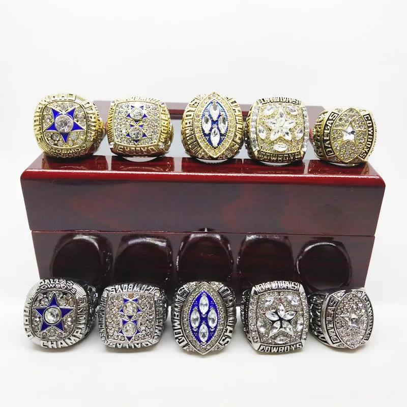 Dallas Denim Crown Jewelry Ring Set 5 Pieces European and American Men's Fashion Rings