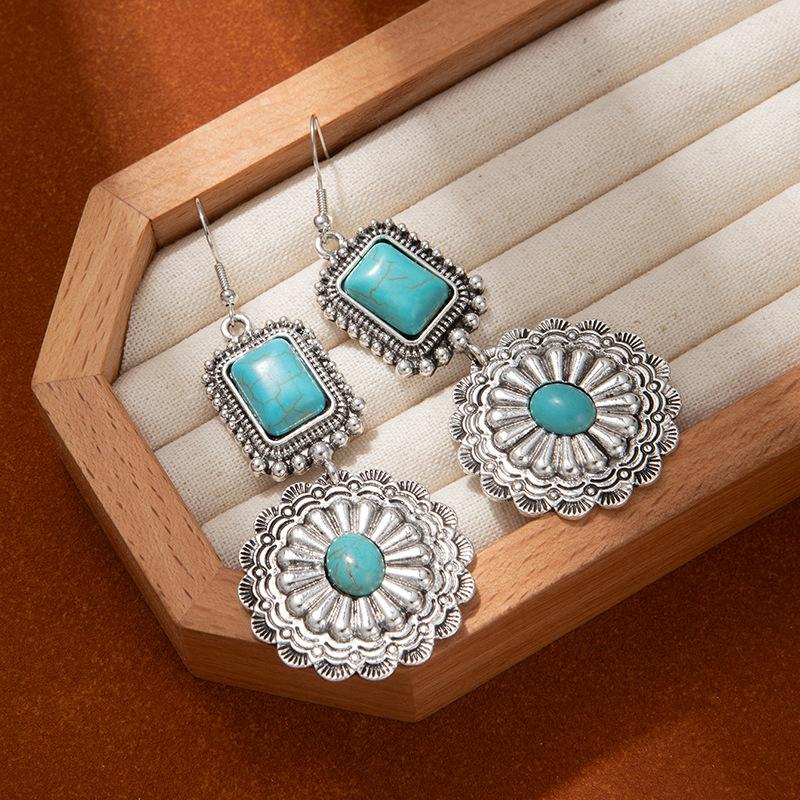 Бирюзовые серьги Ретро Этнический стиль Серьги-подвески Капля Любви Женские Бохо серьги