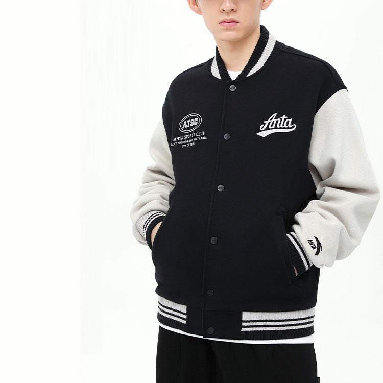Anta Thick Single-Breasted Long Sleeve Baseball Jacket Men Jackets Black 152348726S-3