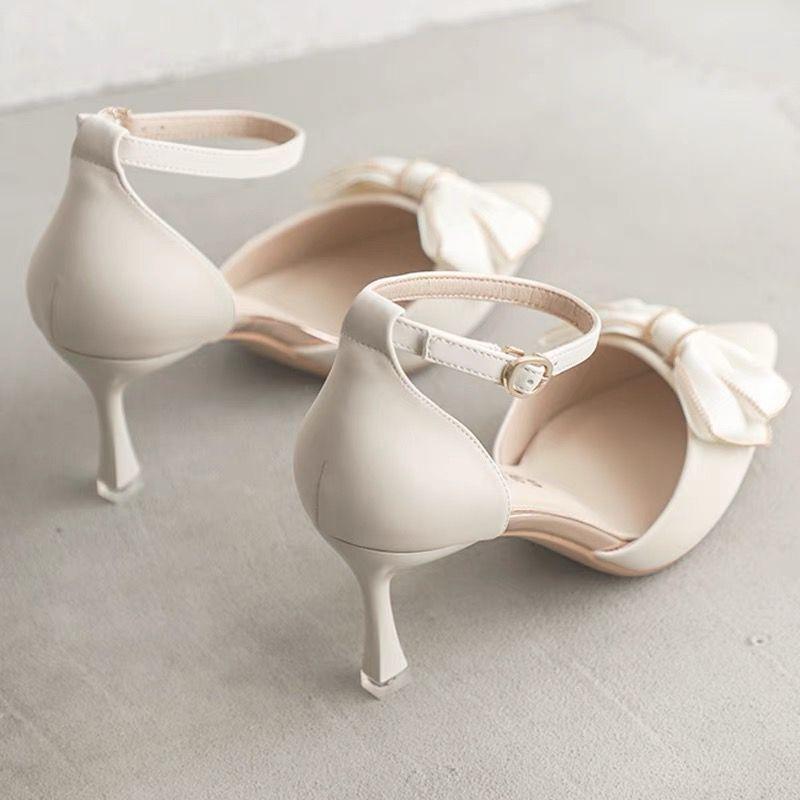 Summer Fashion Slipon High Heels With Bowknot And Pointed Toe For Women