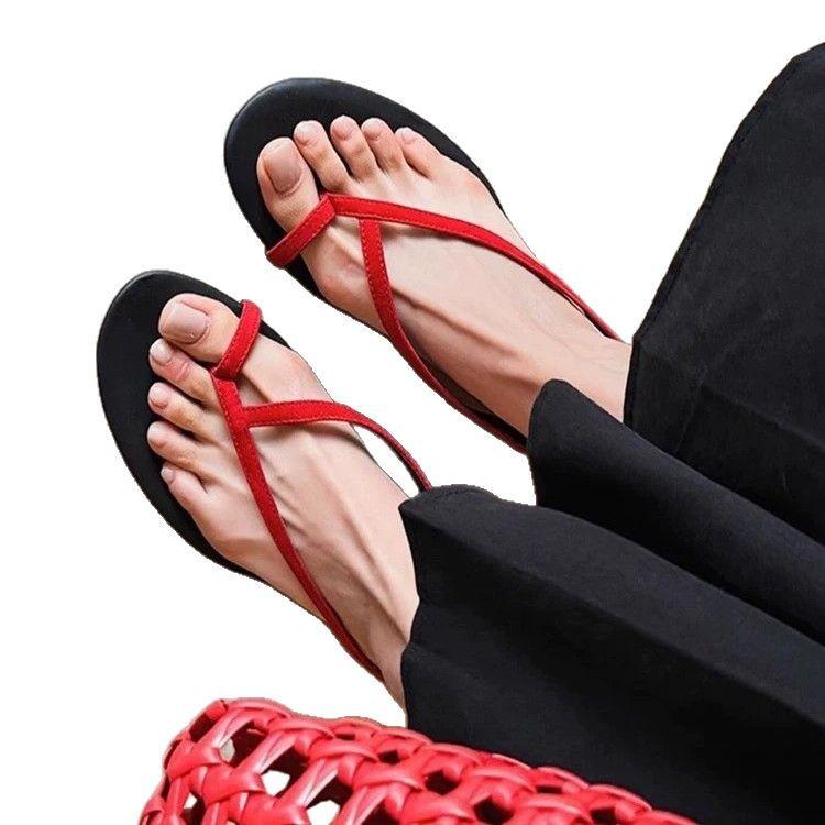 Schaapswollen versie~ Koreaanse teensandalen met kleine hak voor dames, 2025 zomer, nieuwe koele strandslippers met open teen voor buitenshuis
