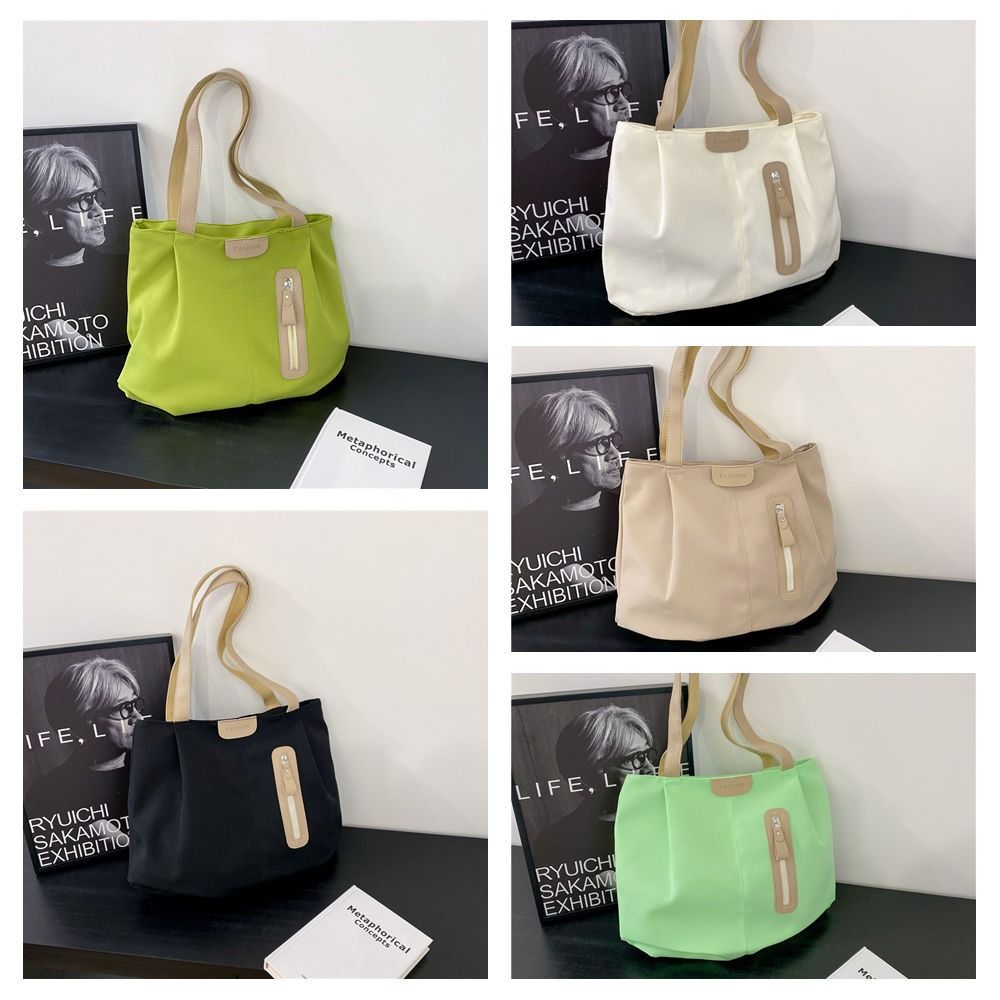 Large Capacity Solid Color Shoulder Bag Korean Style Solid Color Vacation Tote Bag Office Worker Tote Lightweight Eco Bag