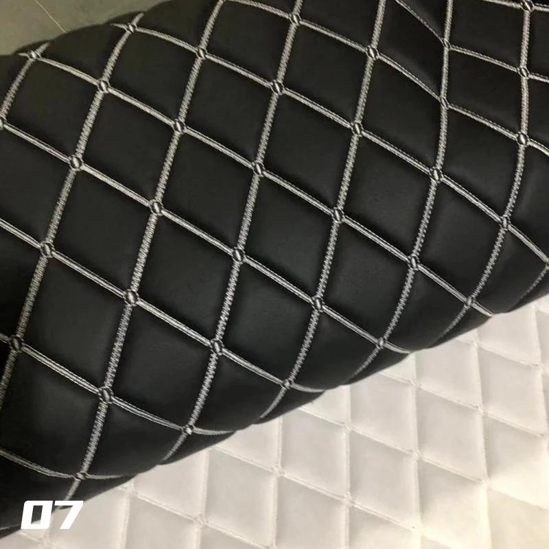 6mm Thick Sponge Quilted Faux Leather Fabric Embroidered Car Interior Material Embroidered Car Upholstery Trim Fabric 100x135cm