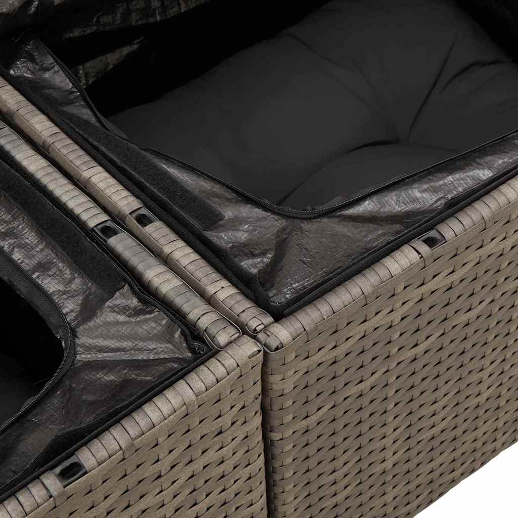 Garden Sofa Set with Storage 8 Pcs Grey Poly Rattan