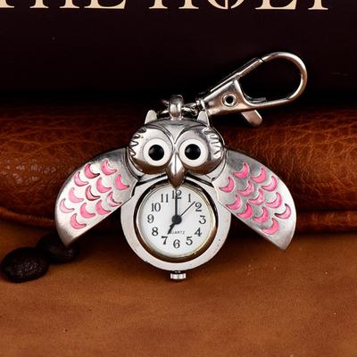 New Flip Style Necklace Hanging Watch Small Cute Owl Keychain Pocket Watch On Chain Cartoon 's Watches Daily Wear