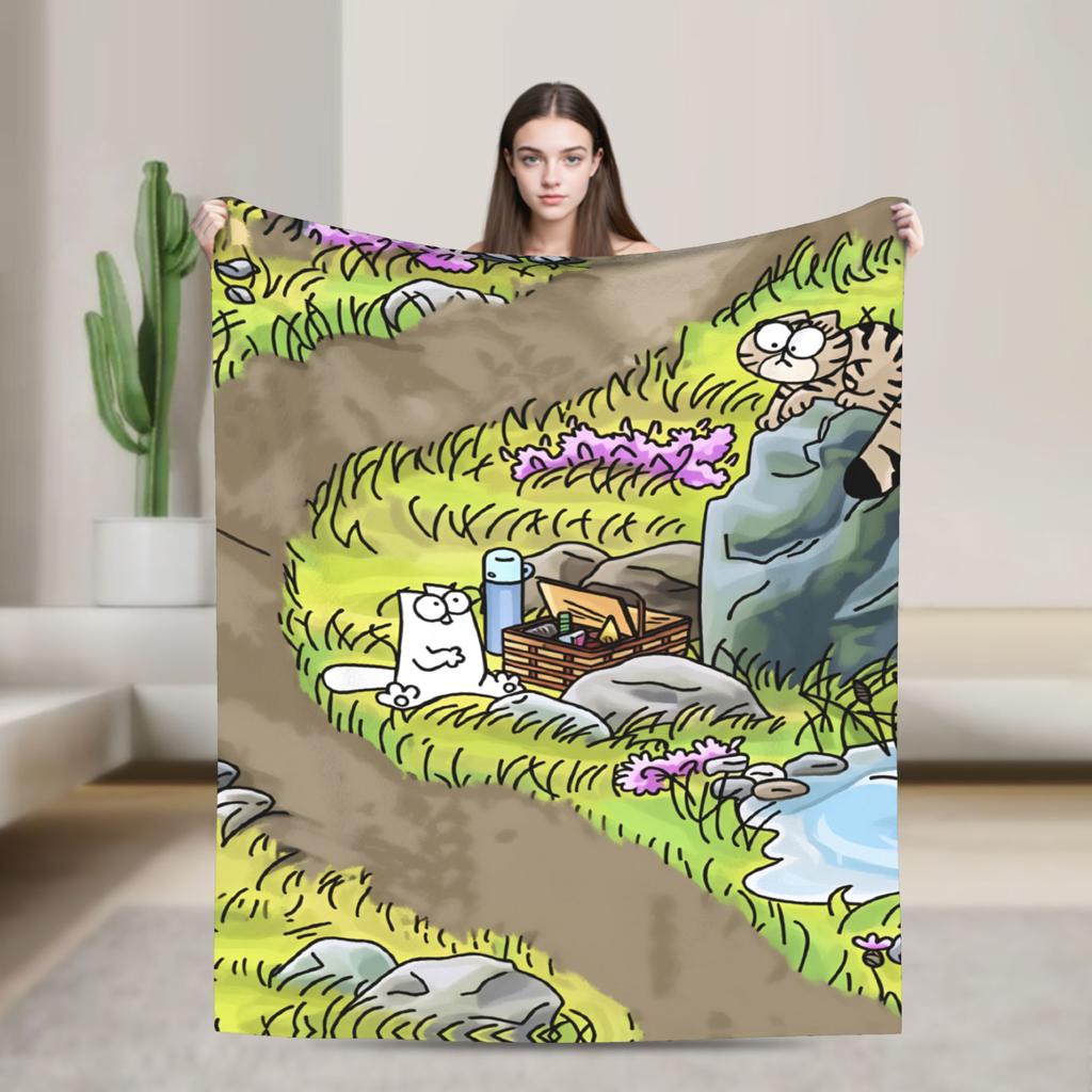 Simons Cat Cute Animal Anime Blanket Quality Warm Soft  Bedding Throws Winter Kids Outdoor Print Bedspread