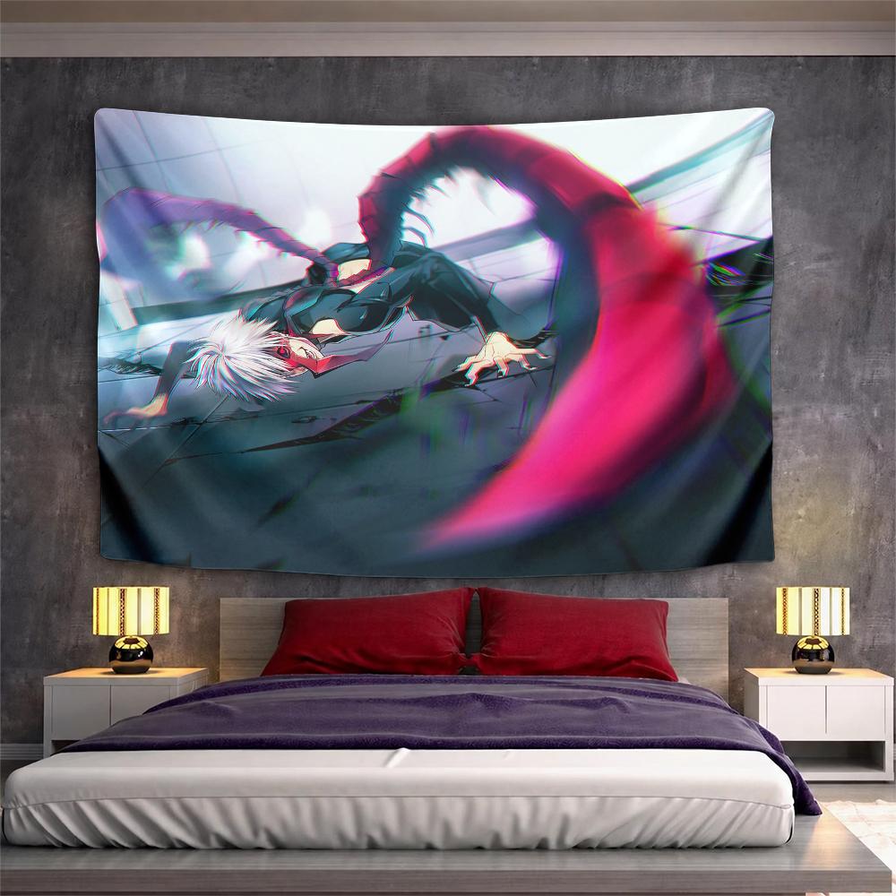 Ken Kaneki Tokyo Ghoul White Hair Red Kagune Tentacles Glitch Anime Wall Tapestry Decor for Game Room Bedroom Gift