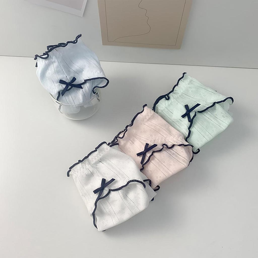 AZBESCZ Cotton Panties of with Satin Cute Lace and Ribbon Soft and Comfortable To the Touch 3 Women's (Set 3) Panties, Design, (Size L, Colors)