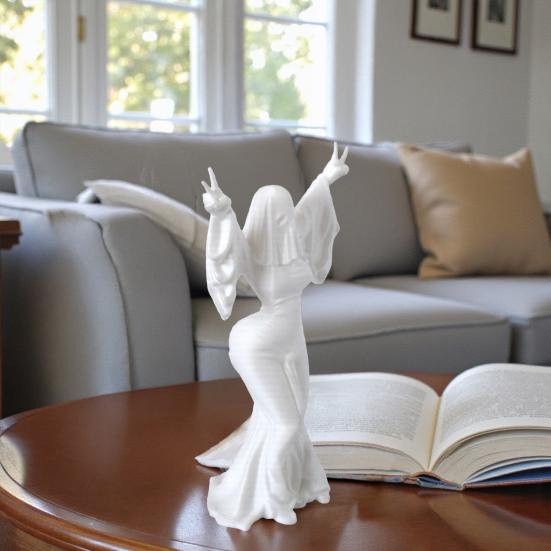 3D Printed Ghost Woman Sculpture Spirit Statue for Modern Home Decor Minimalist Spooky