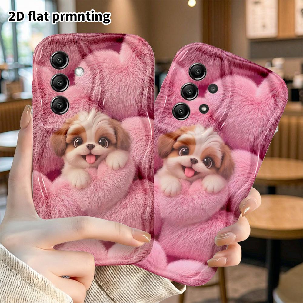 Phone Case: 2D Flat, Suitable for Samsung Galaxy A34 A35 M05 M06 S20 S22 S21 FE Plus 5G Protective Case, Hearts and Puppies, Perfect Christmas and Hal