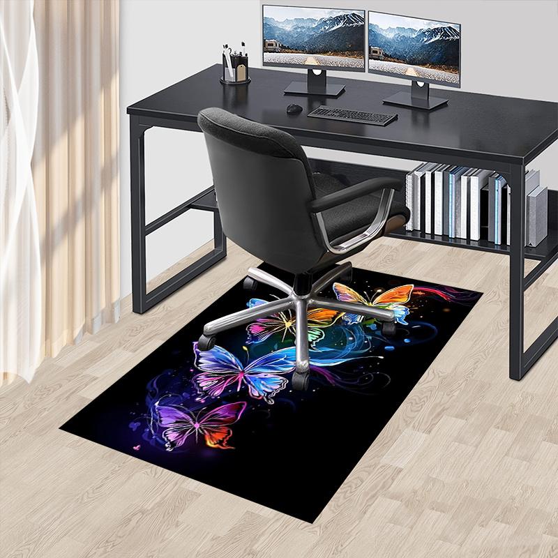 Colorful Butterfly Chair Mat Office Carpet, Oversized Rug for Home Decor, Sofa Mat, Desk Pad Gift, Suitable for Bedroom, Living Room, Various Rooms