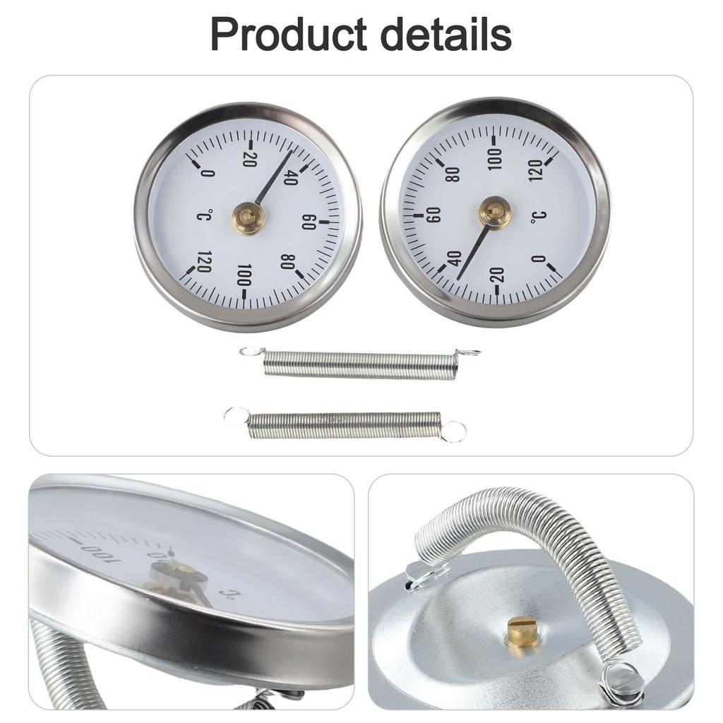 Efficient Temperature Measurement with Stainless Steel Tube Thermometer Set 2 Pack Attaches Quickly to Standard Pipes
