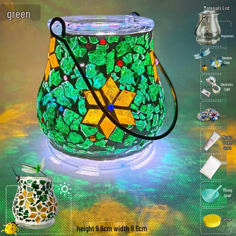 Glass Mosaic Candle Holder DIY Kit: Handmade Parent-Child Educational Toy for Children's Day